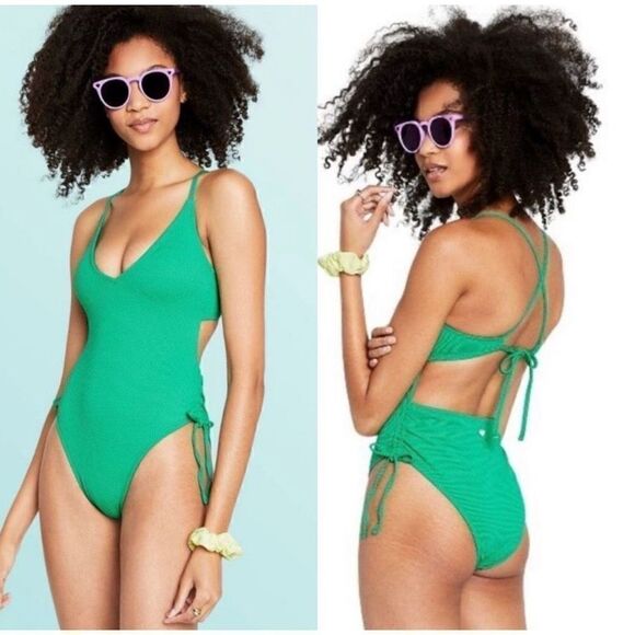 NWT Stoney Clover Lane X Target Deep V Neck Textured One Piece Swimsuit X-Small - Picture 1 of 13
